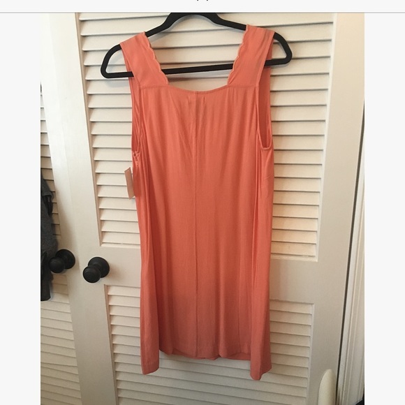 Coral Scalloped Neck Dress - Picture 2 of 4